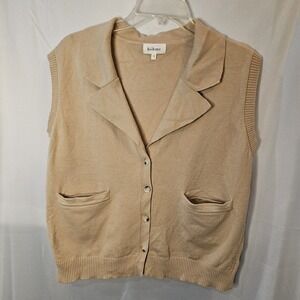 Bohme Tan Knit Vest Sz M Collegiant/Preppy Y2K Cozy Neutral Minimalist